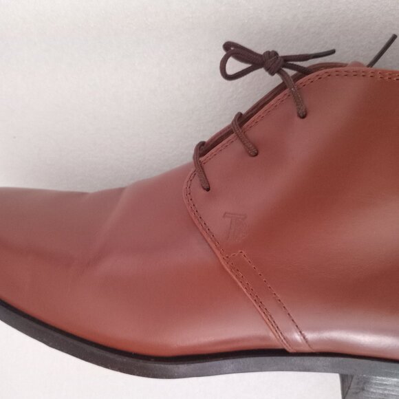 TOD'S Women's Studded Ankle Boots Brown Leather Lace Up Shoes Sz 6.5 - Picture 7 of 8